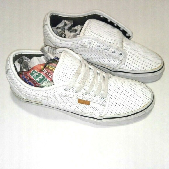 Vans Other - VANS White Mens 9 Leather Perforated Patern